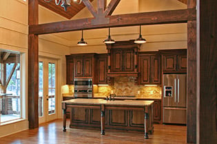 rustic beams and finishes in the Creole Cottage