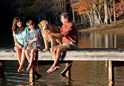 Family on a dock