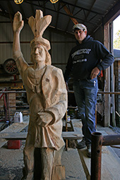 Cory Worden and his carving of Kaw-liga in progress
