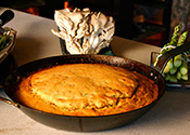 skillet full of cornbread
