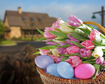 Easter basket in front of SpringHouse